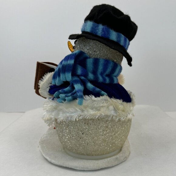 Vtg Lighted Animated Music Snowman Duo Melted Plastic Popcorn Winter Wonderland - Picture 7 of 14